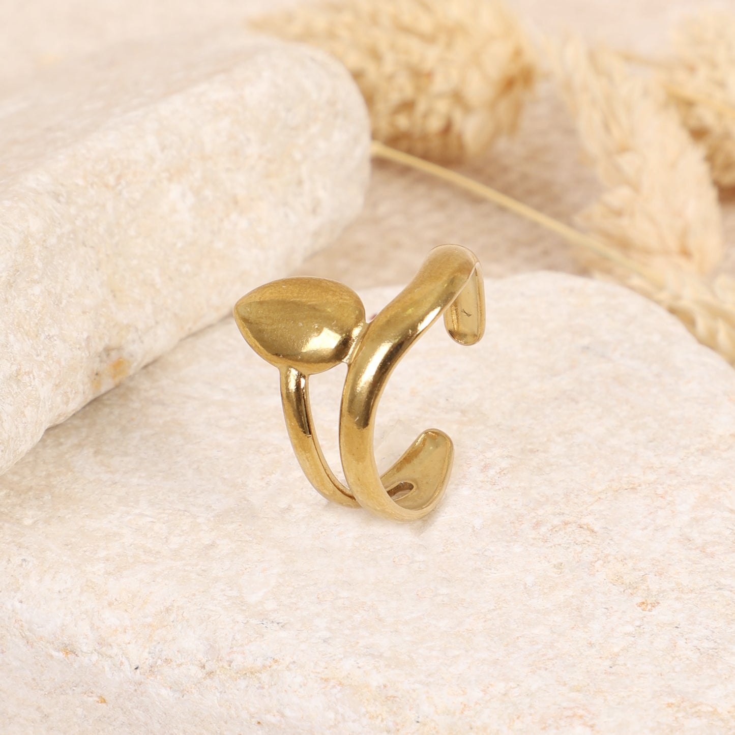 Minimalist Gold Coffee Bean Open Ring