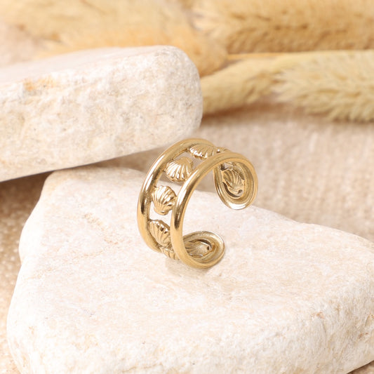 Golden Double Shell Ring