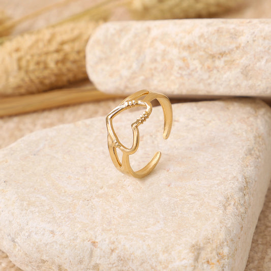 Golden Hollow Heart Ring