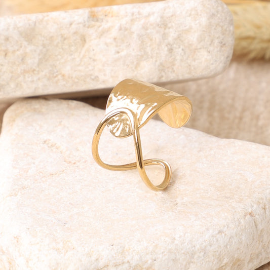 Golden Hammered Wrap Ring