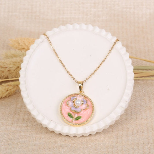 Golden "Pastel Flower" Necklace