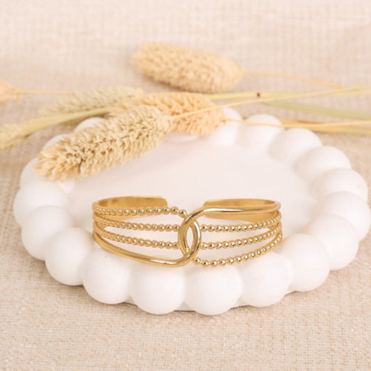 Golden "Circles and Beads" Bracelet