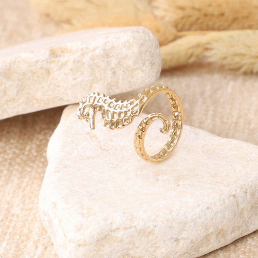 Golden Seahorse Ring
