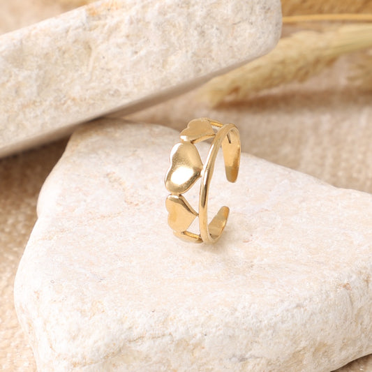 Golden Clover Flower Ring