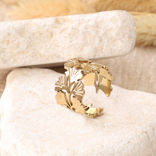 Golden Leaves and Shell Ring