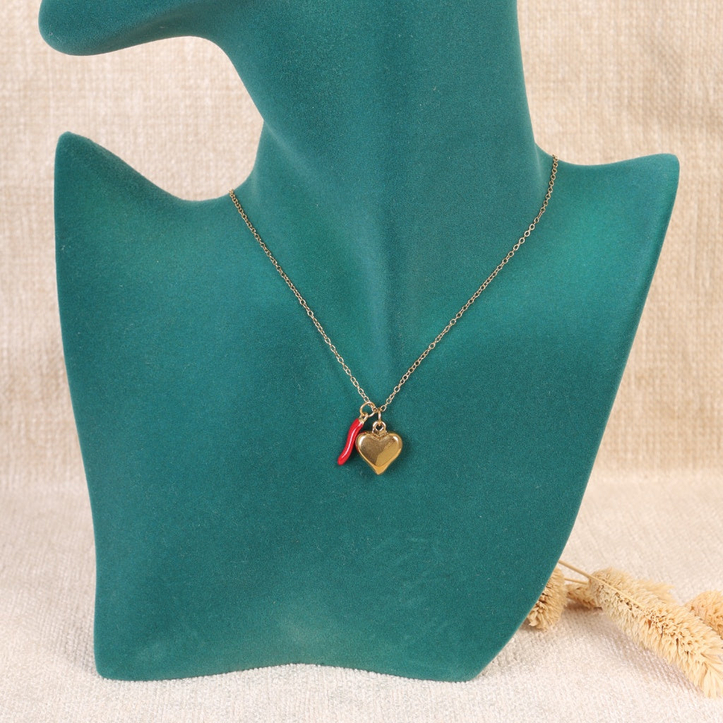Silver "Heart and Beads" Necklace