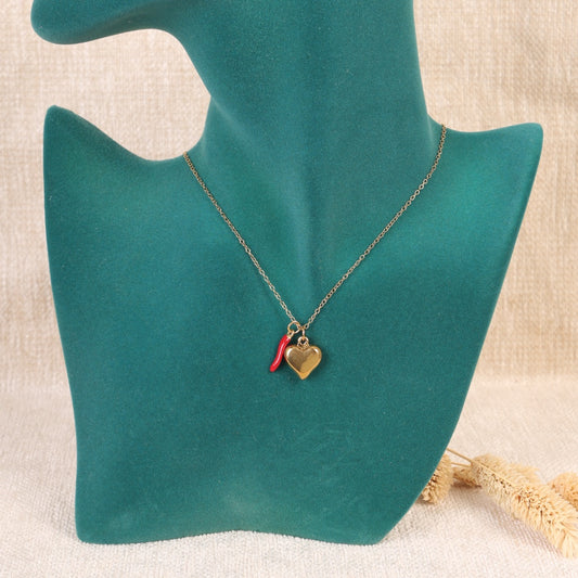 Silver "Heart and Beads" Necklace
