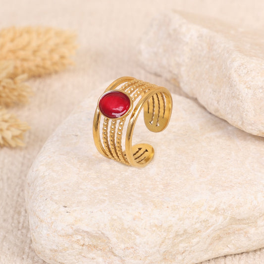 Golden "Pink Stones" Ring