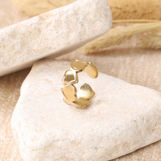 Golden Clover Flower Ring