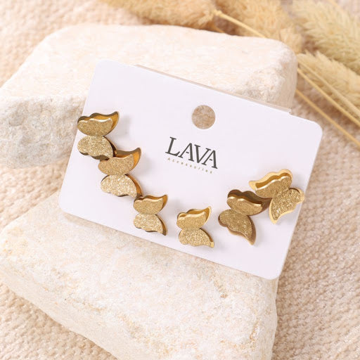 Golden Butterfly Earring Set
